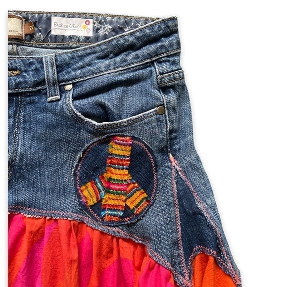 Paige Jeans Reworked Denim Skirt Hippy Boho Women’s Size 29 - Picture 3 of 10